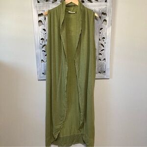 Bryan Walker French Terry Green Tank Vest Wrap Open Front Duster Wrap NWT
